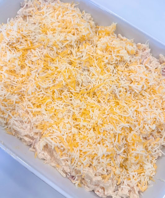 Casserole sprinkled with remaining cheese.