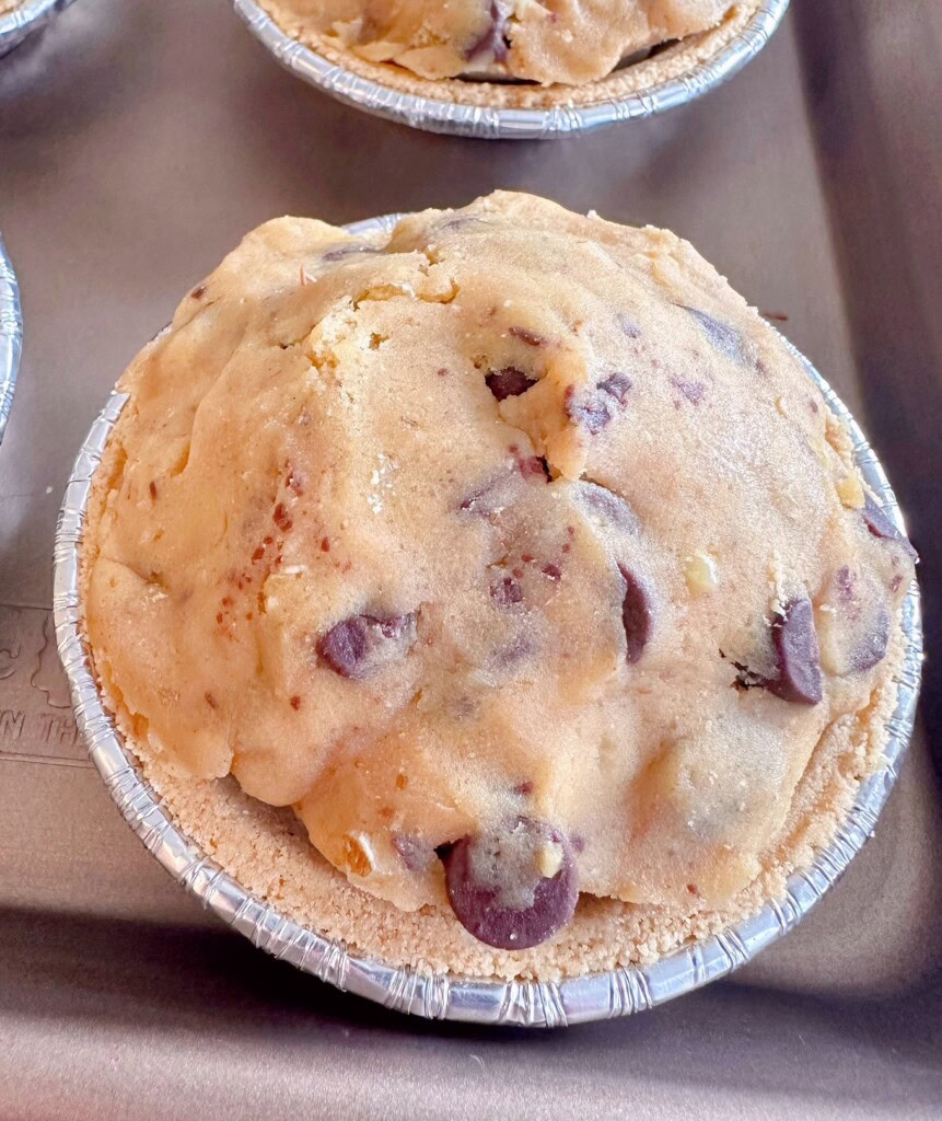 Mini Pie covered with cookie dough.