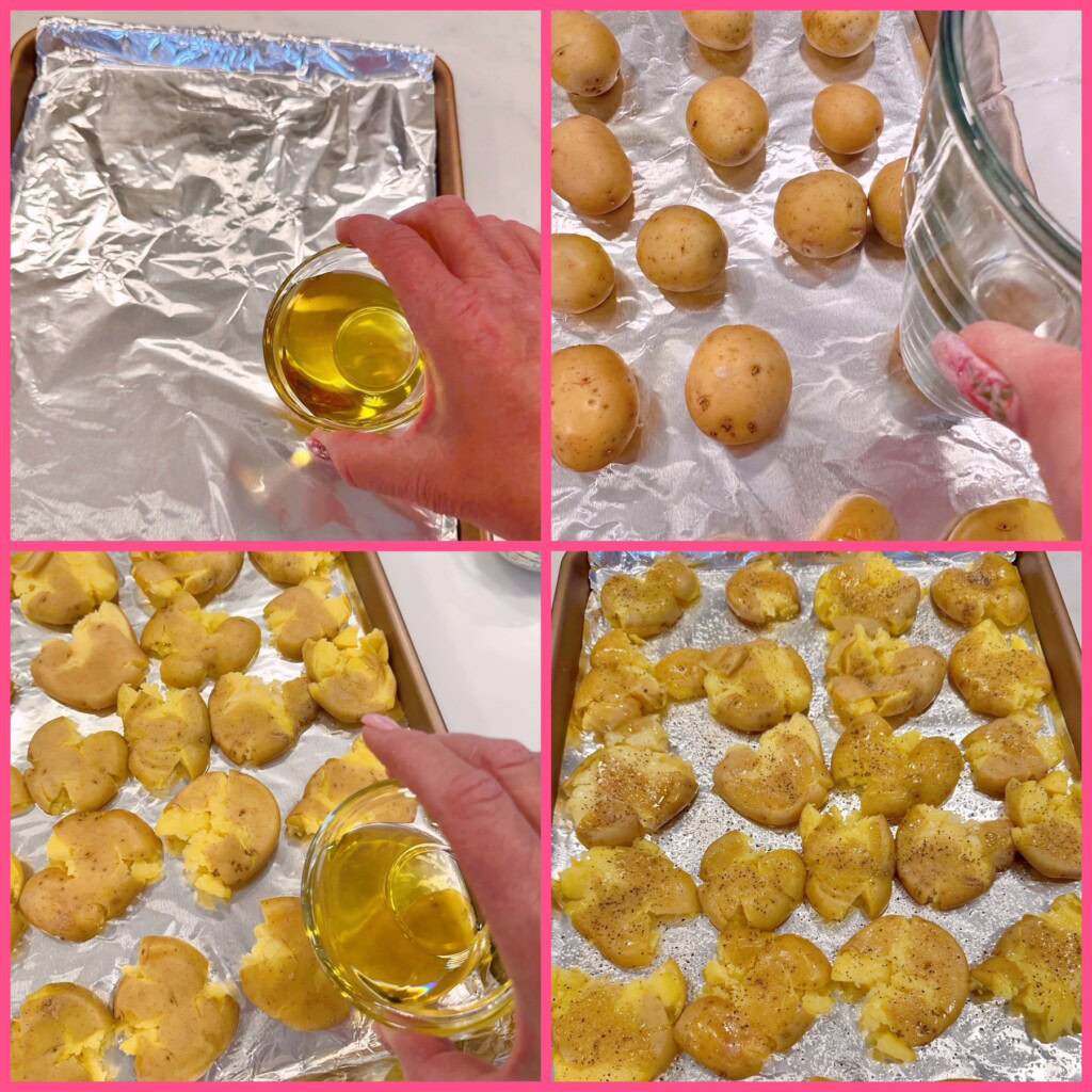 Preparing potatoes collage.