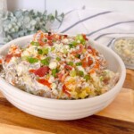 Smashed Crispy Potato Salad in a serving bowl.