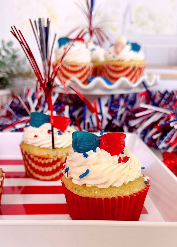 Decorated 4th of July Cupcakes.