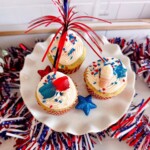 Cupcakes on a cake plate.