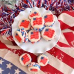 Overhead view of 4th of July Ice Cream Sandwiches.