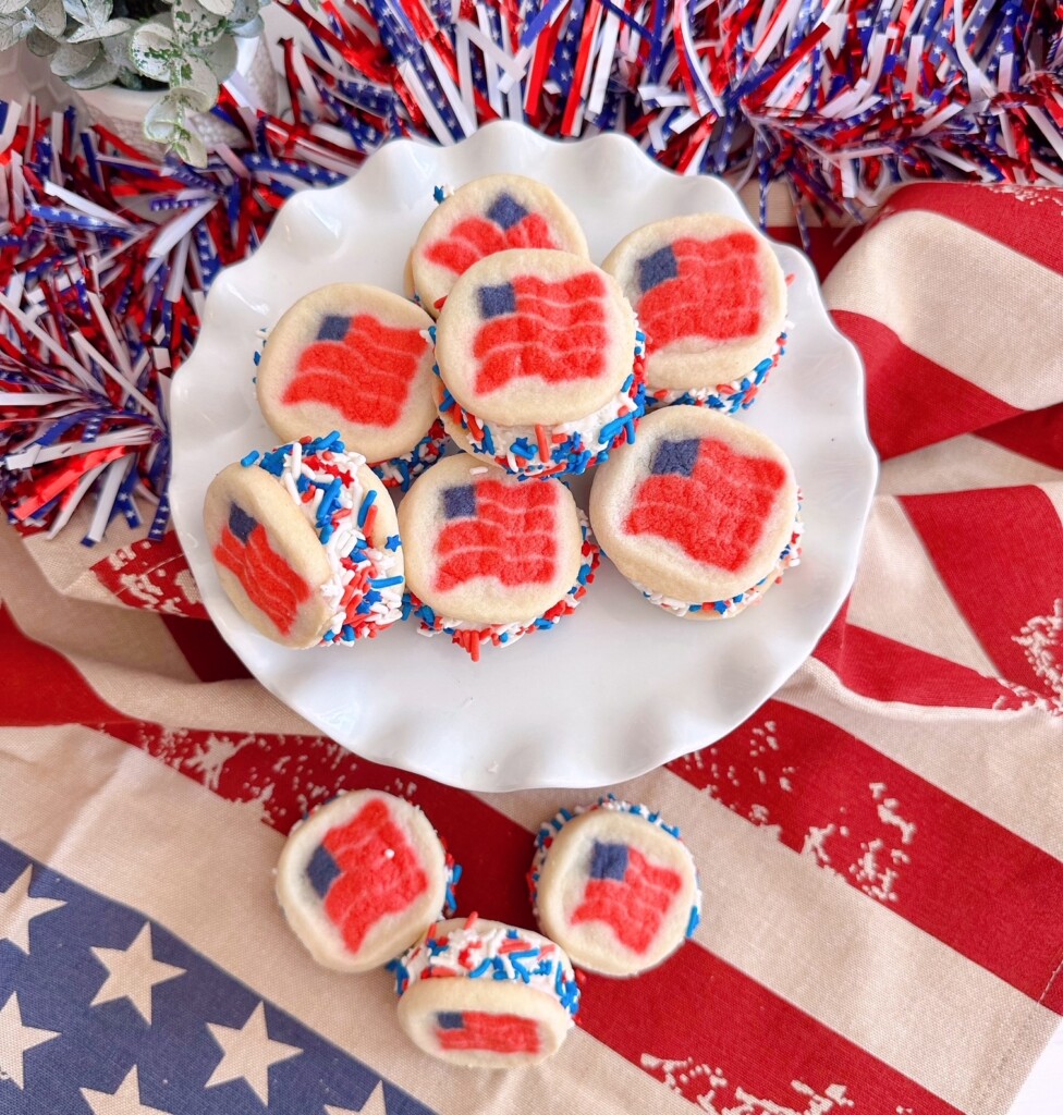 Overhead view of 4th of July Ice Cream Sandwiches.