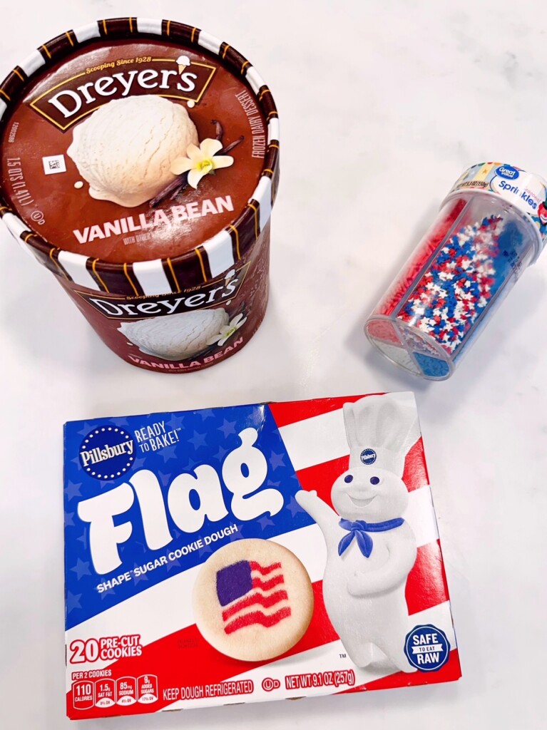 Ingredients for 4th of July Ice Cream Sandwiches.