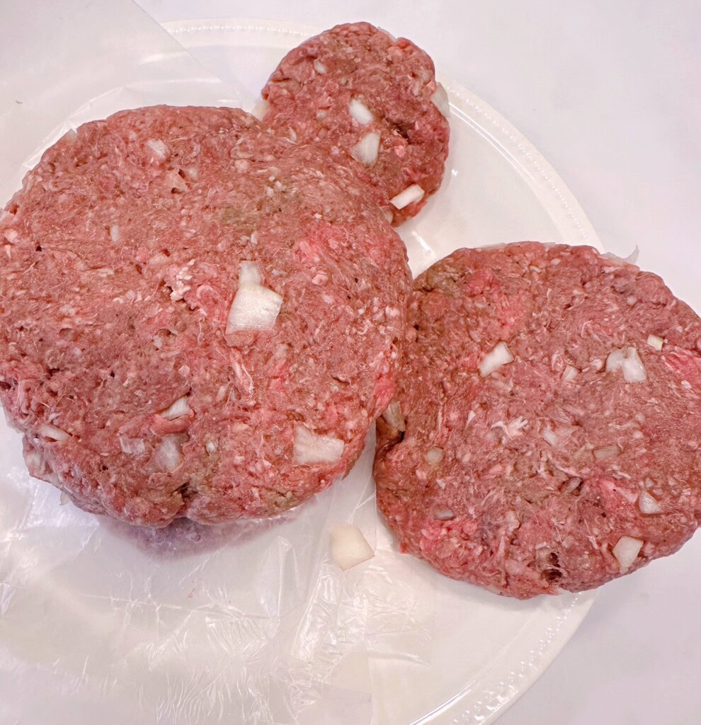 Meat formed into patties for Loco Moco.