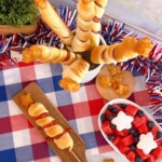 Serving Firecracker Hot Dogs with Watermelon and Blueberries.