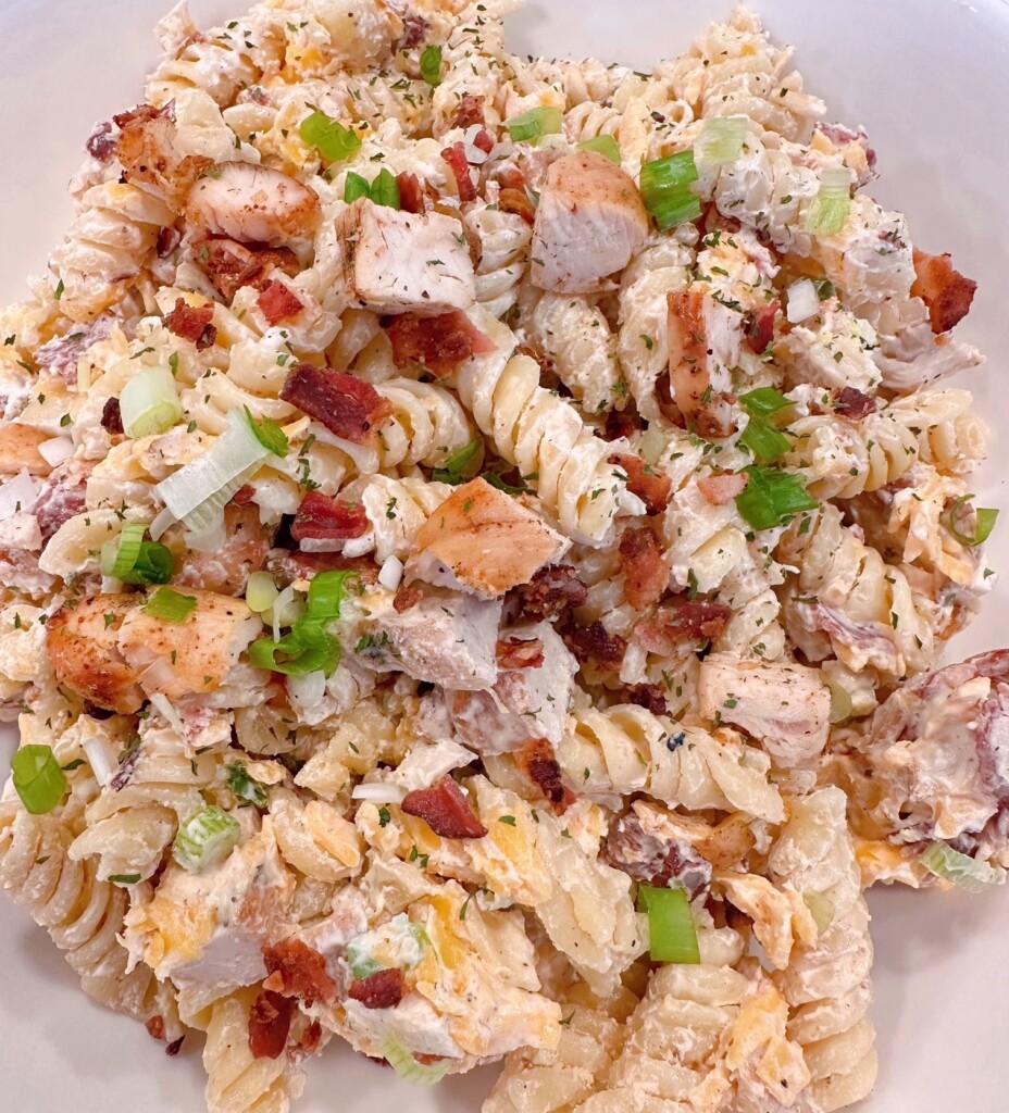 Chicken Bacon Ranch Salad combined in a large bowl.