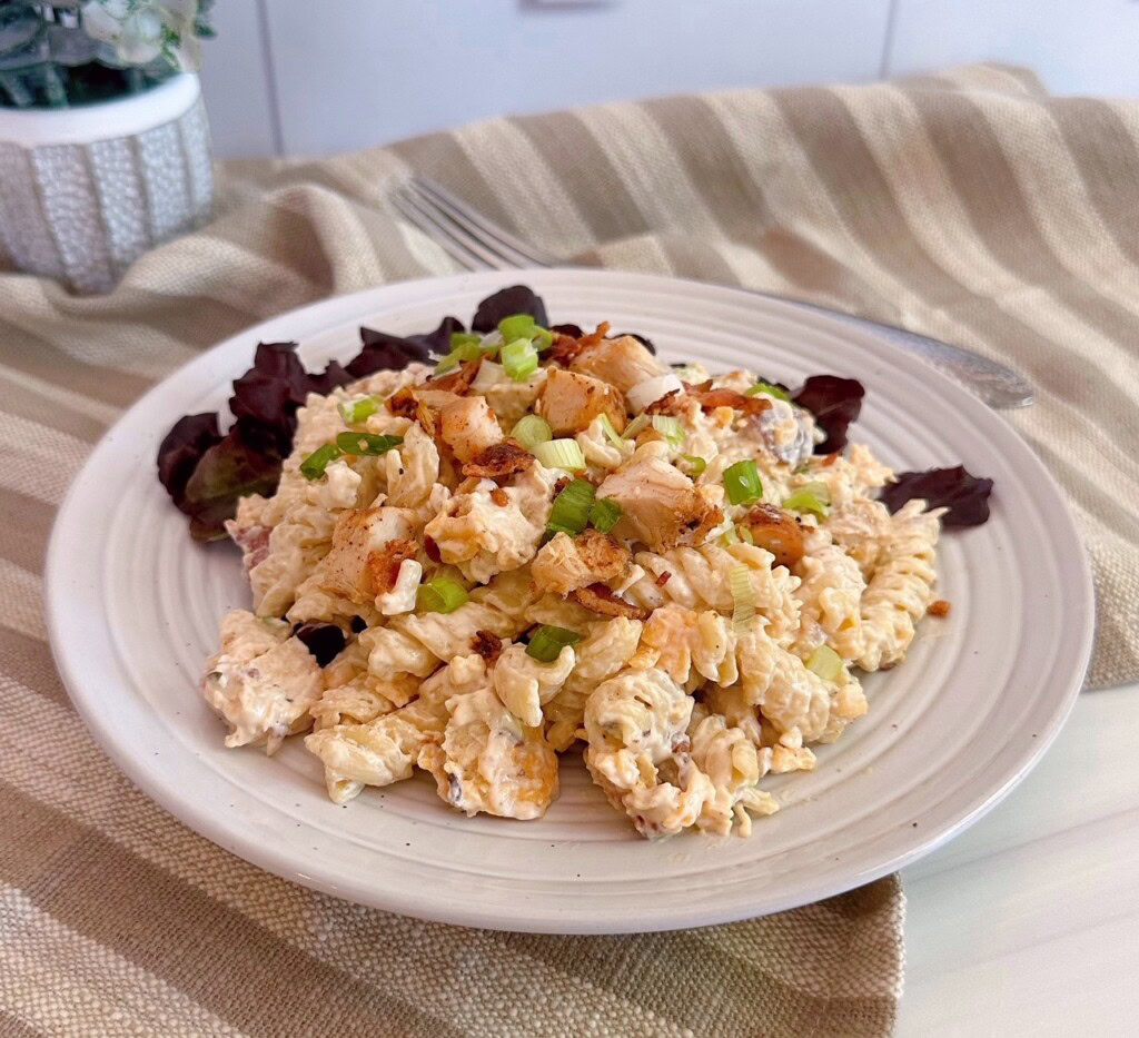Serving of chicken bacon ranch salad.