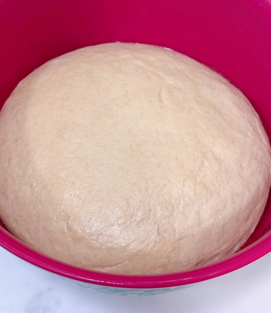 Risen pizza dough.