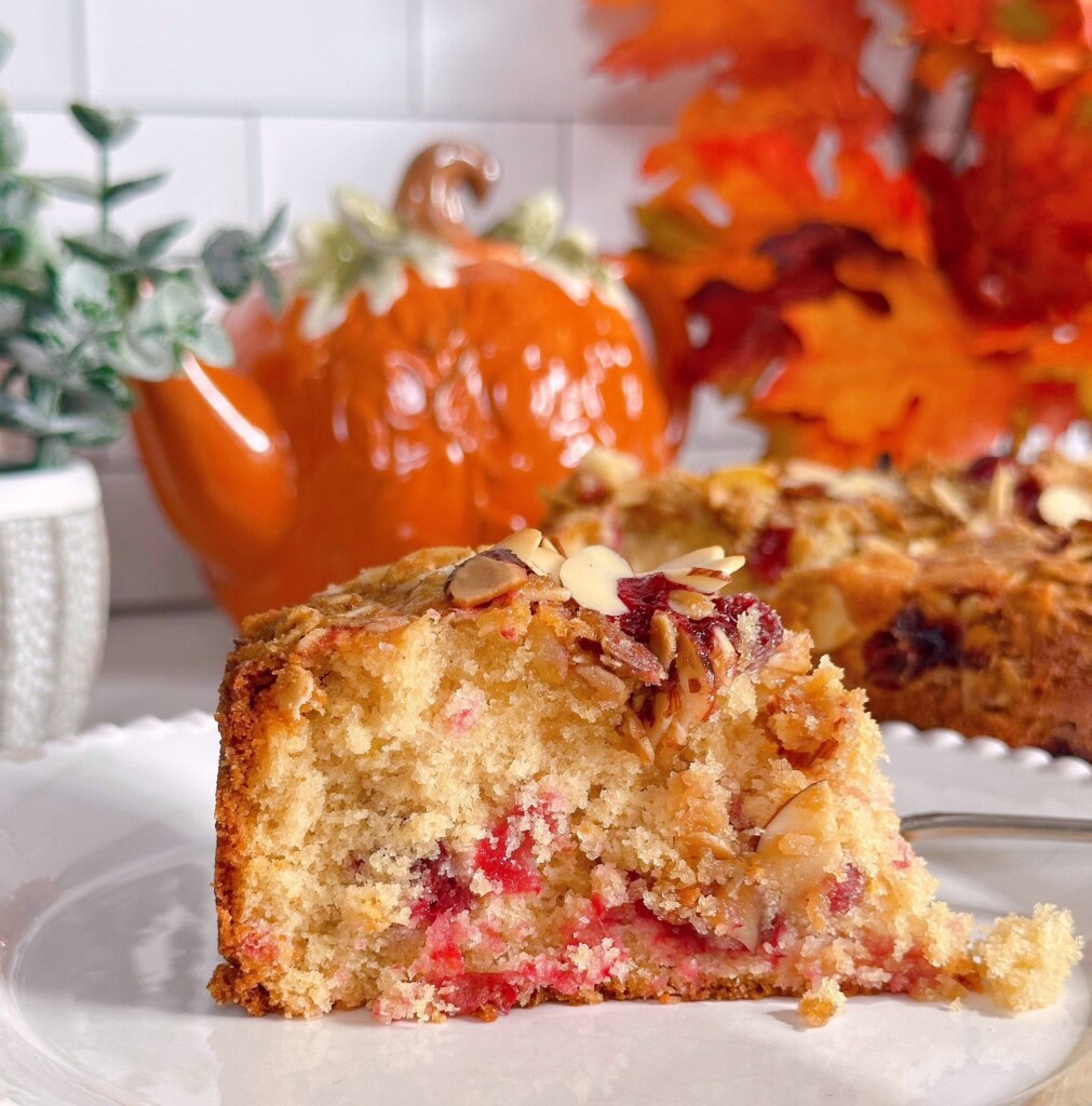 Slice of Cranberry Orange Cake.