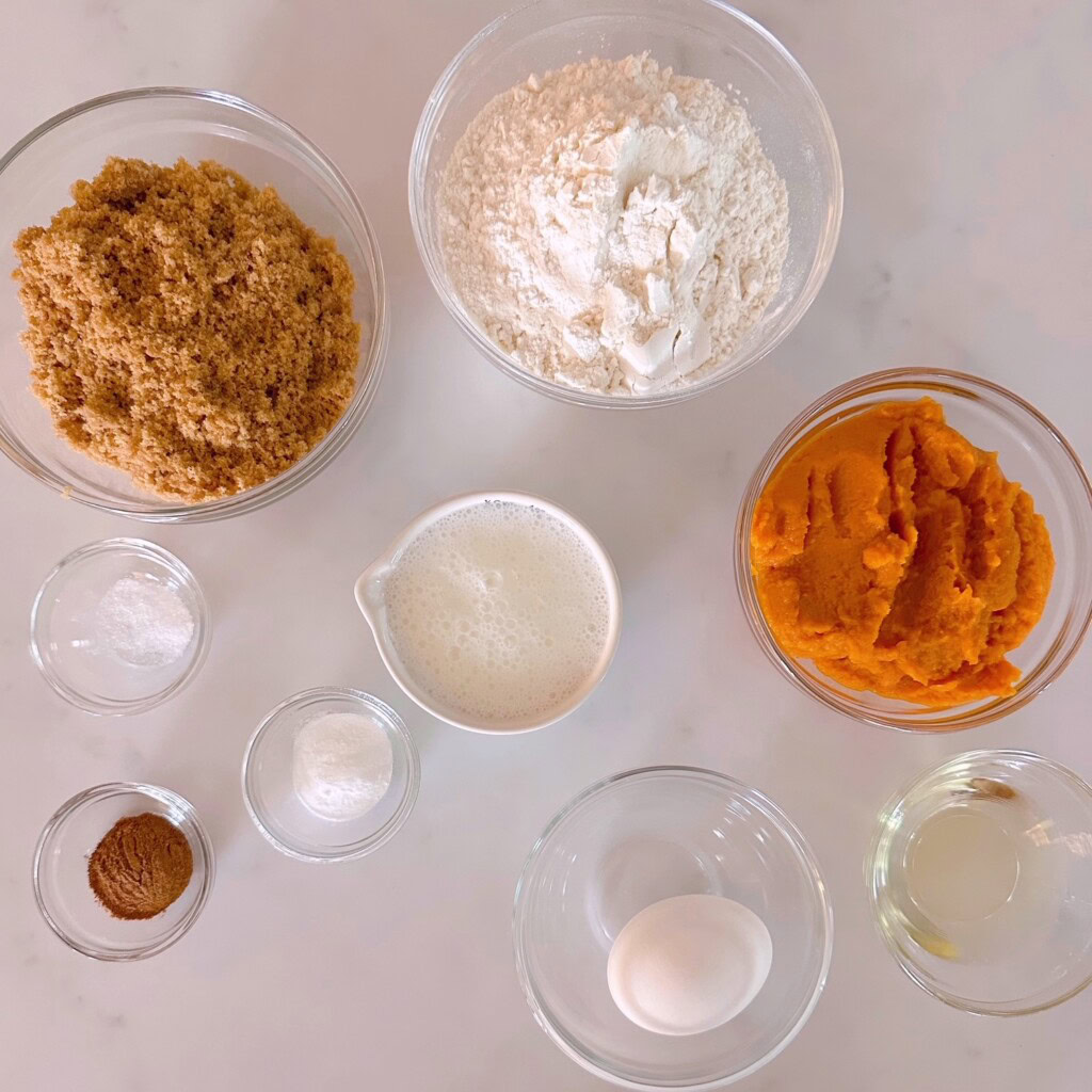Ingredients for Pumpkin Streusel Muffins.