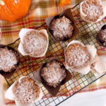 Overhead view of Pumpkin Ginger Streusel Muffins.