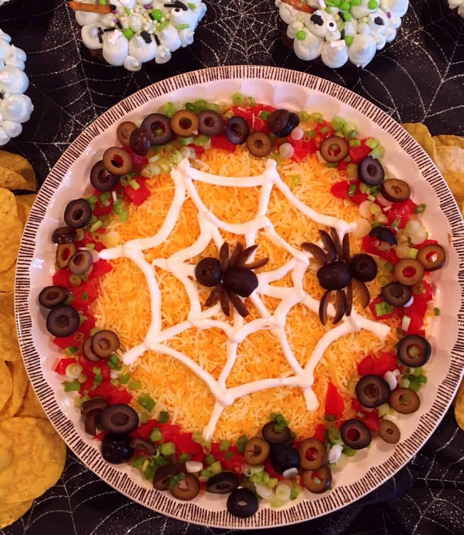 spooky 7 layer taco dip